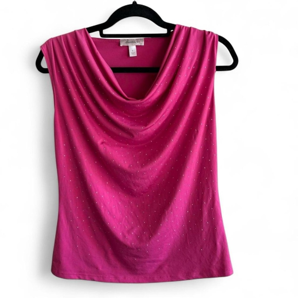 Y2K Hot Pink Rhinestone Sleeveless Cowl Neck Women’s Size Small